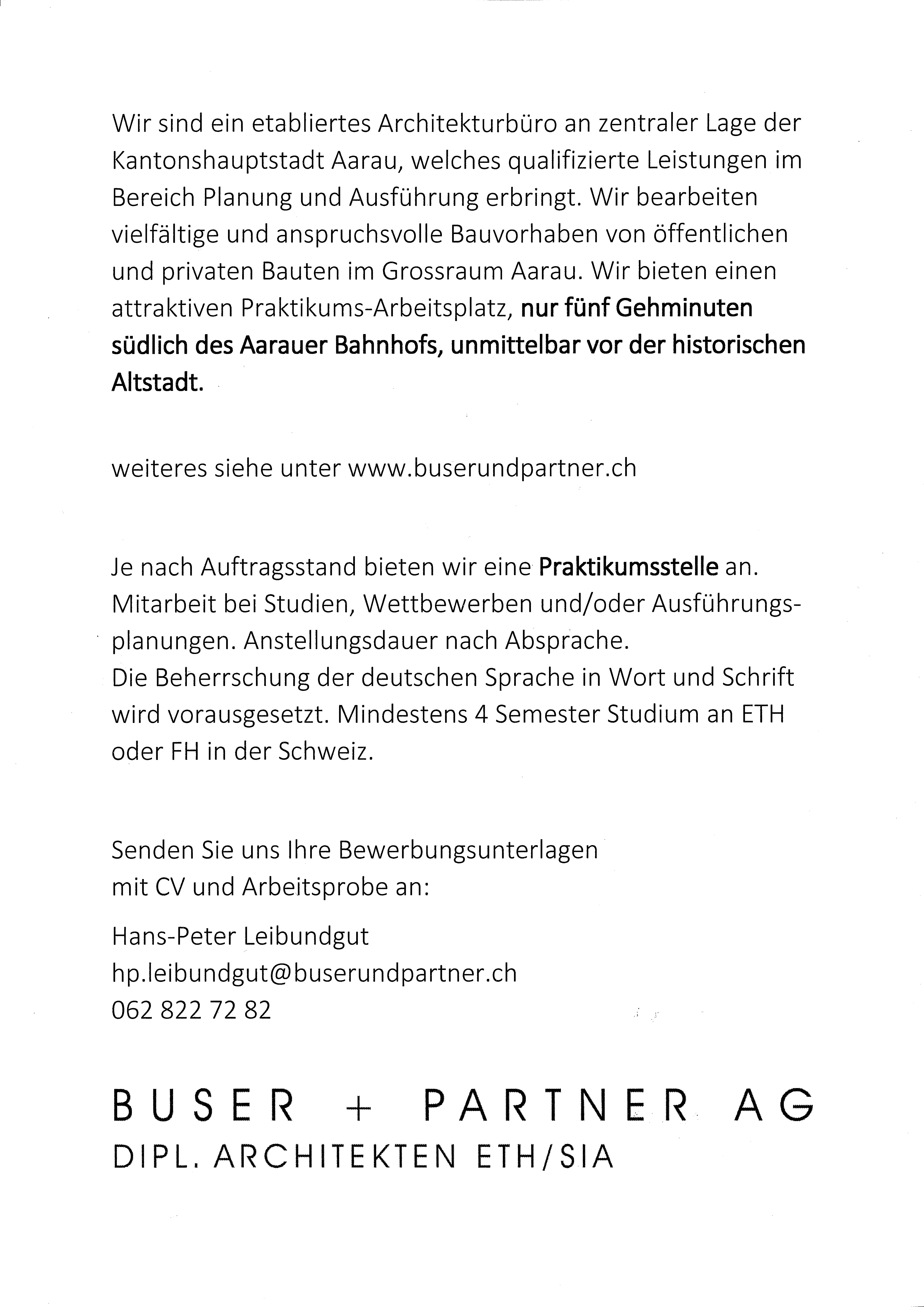 Praktium/Job Inserat
