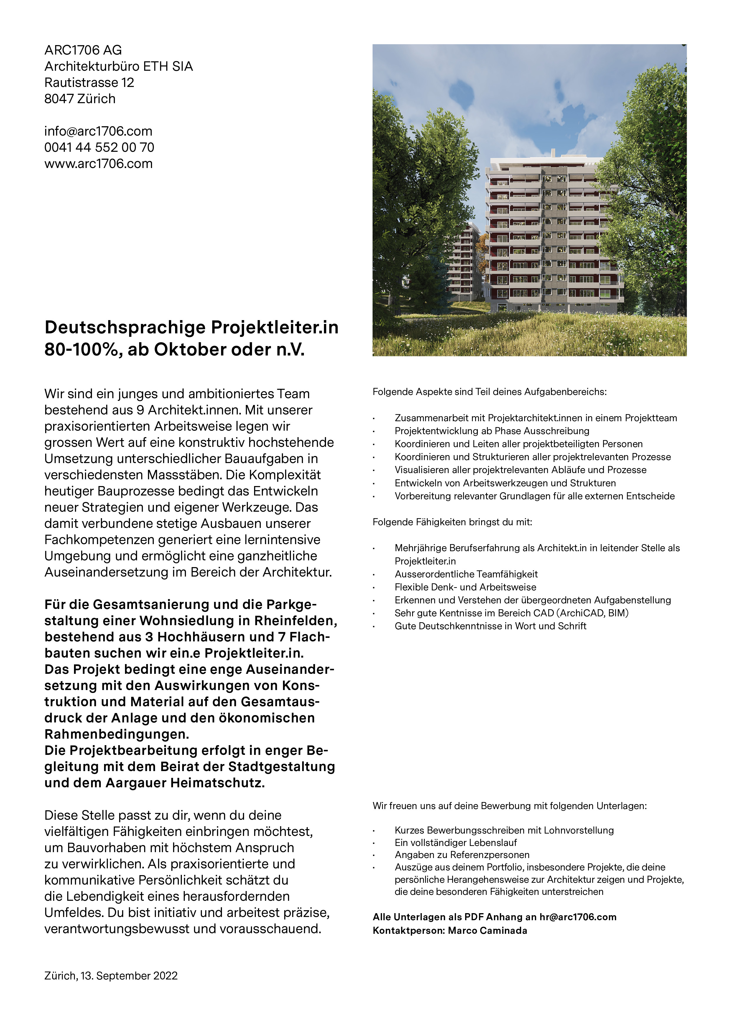 Praktium/Job Inserat