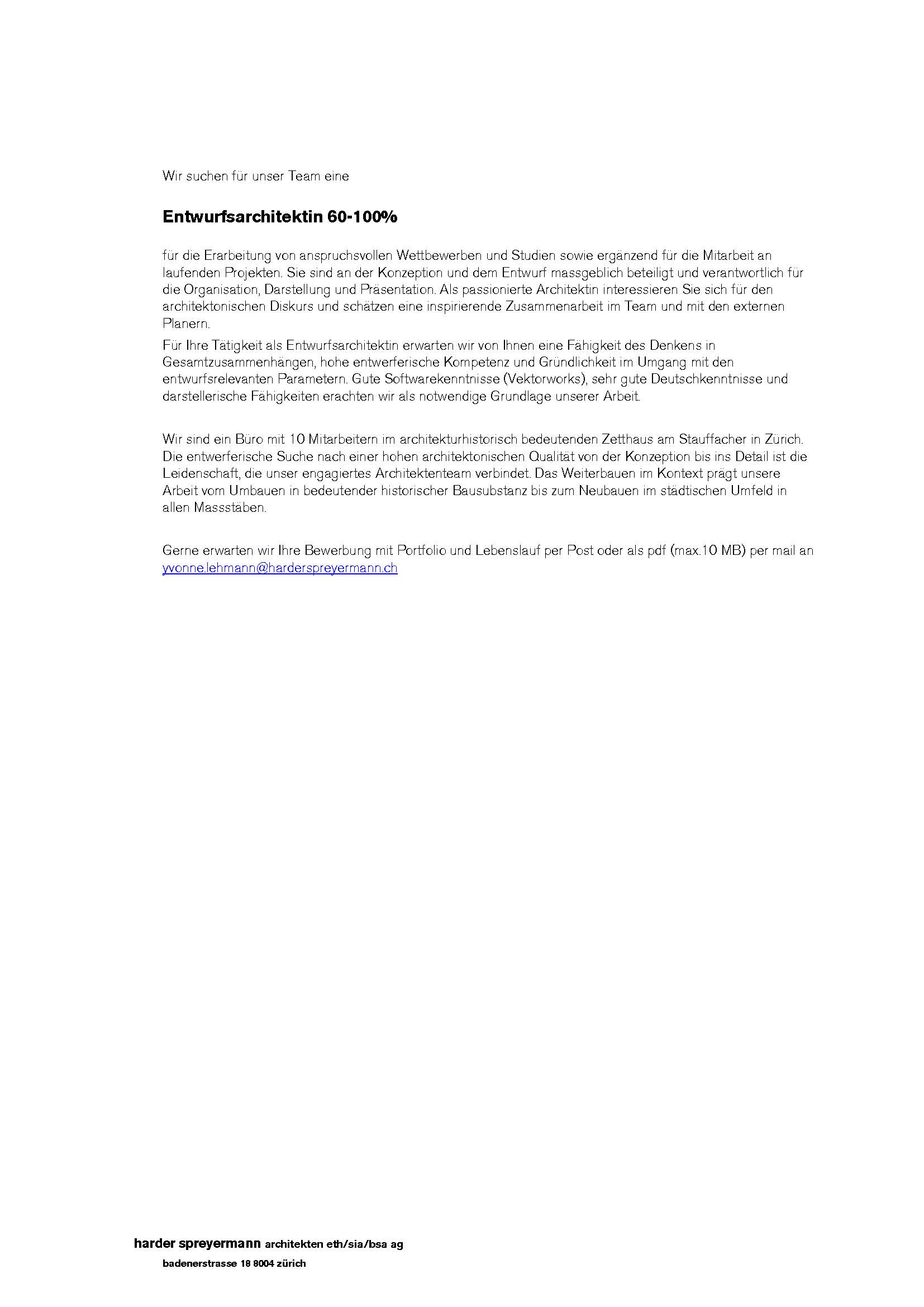 Praktium/Job Inserat