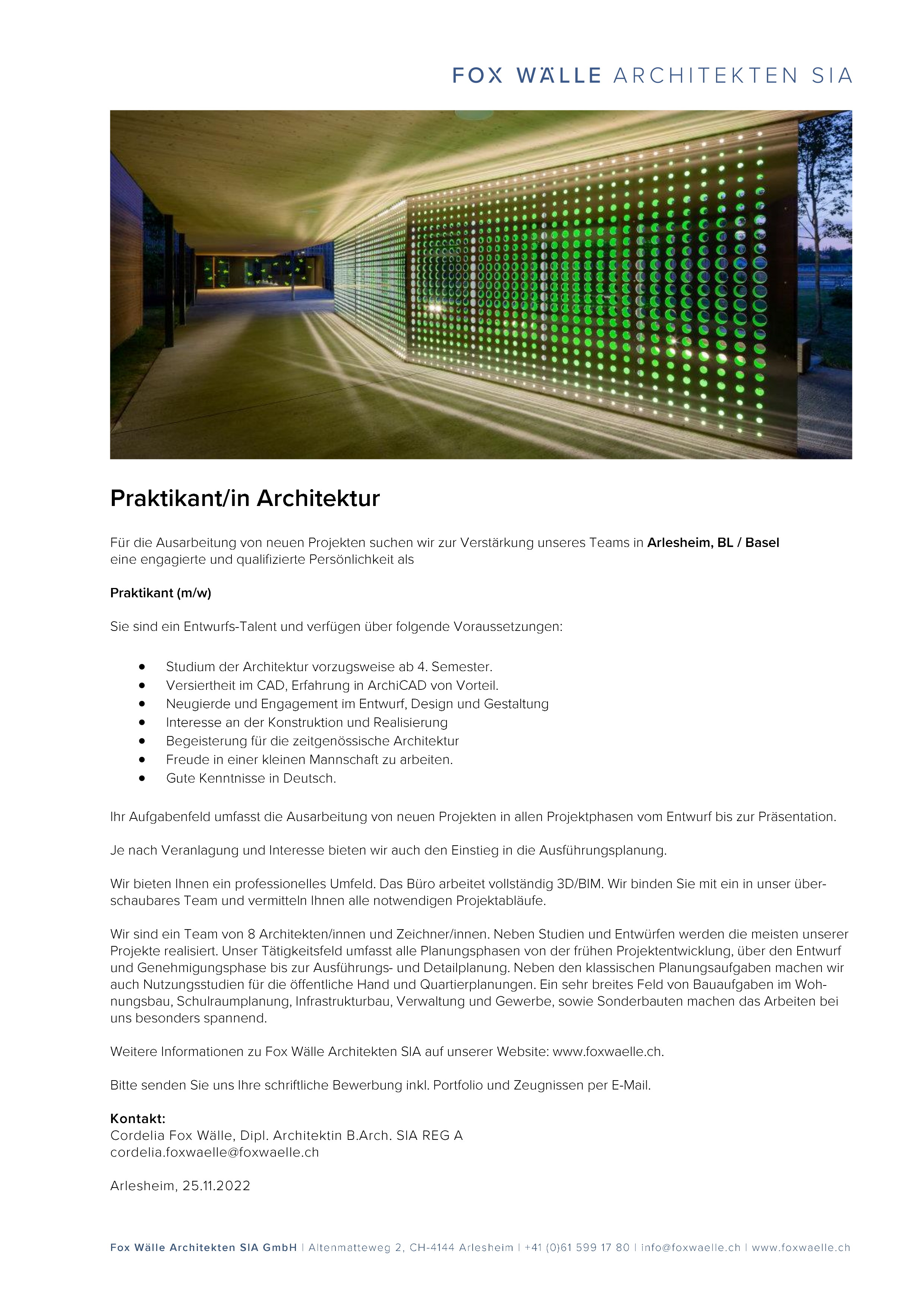 Praktium/Job Inserat