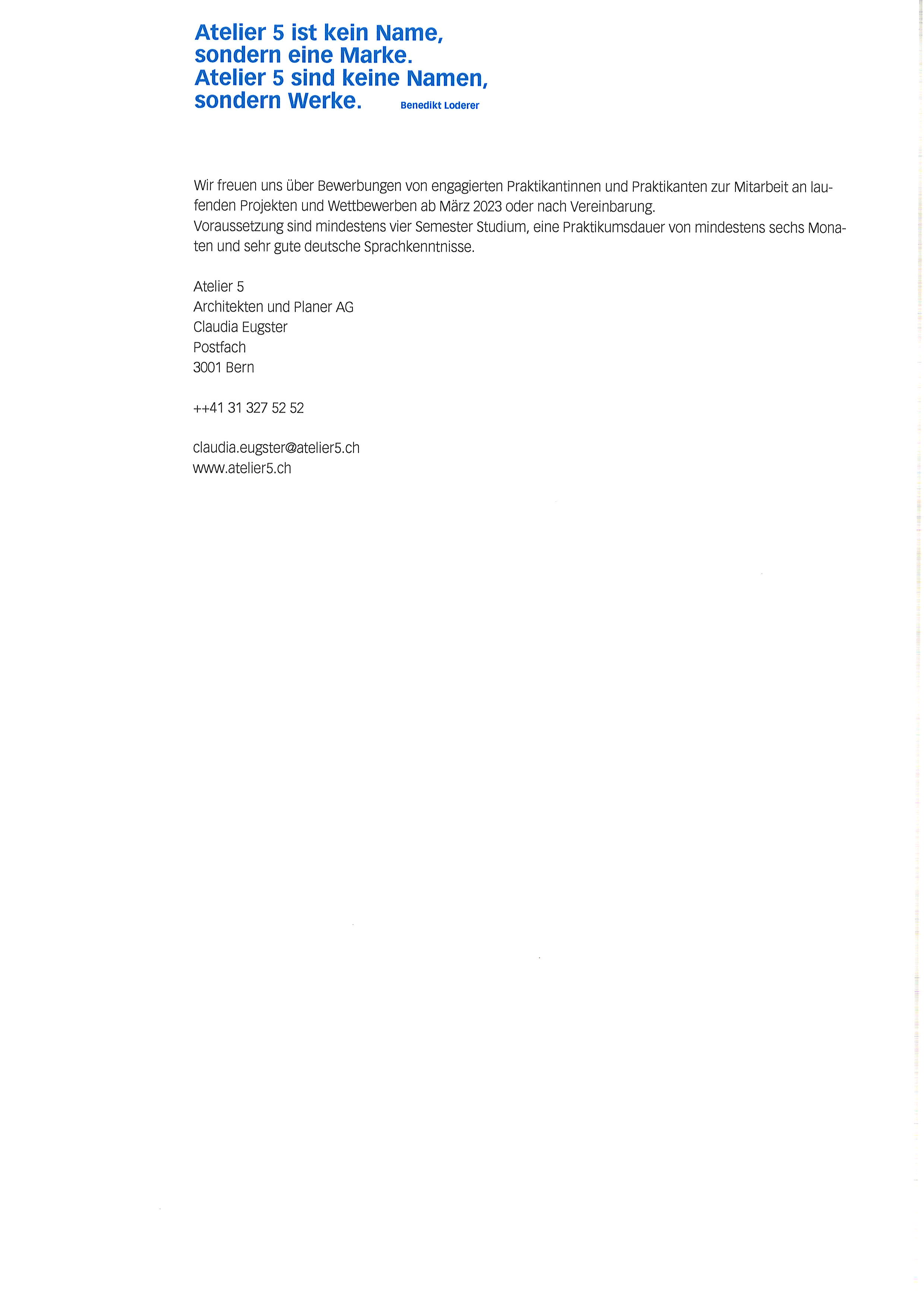 Praktium/Job Inserat