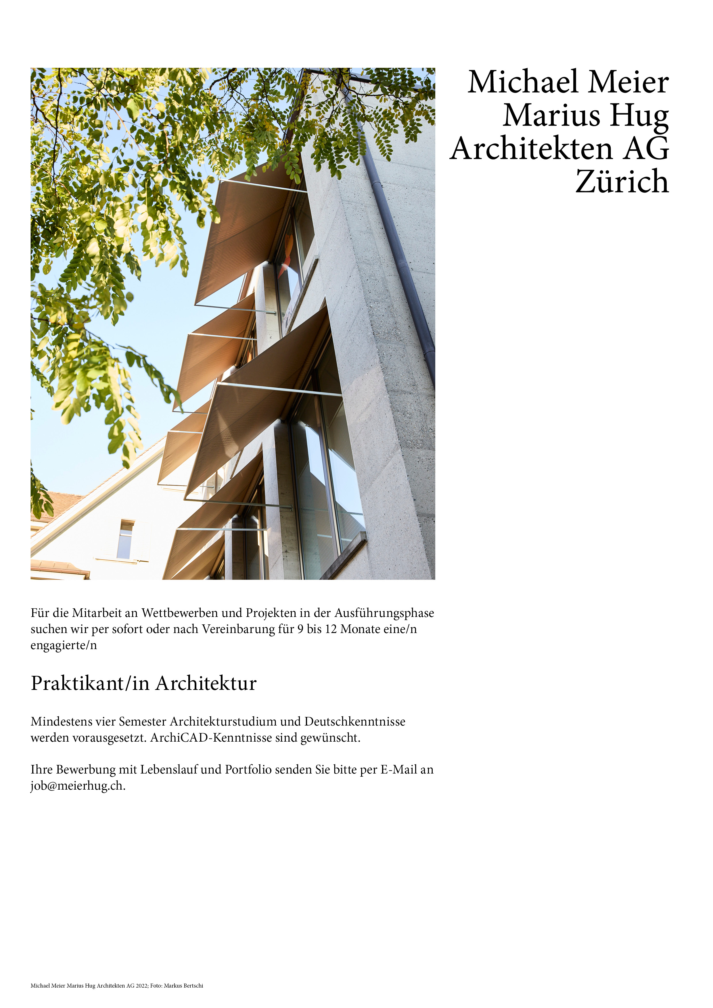 Praktium/Job Inserat