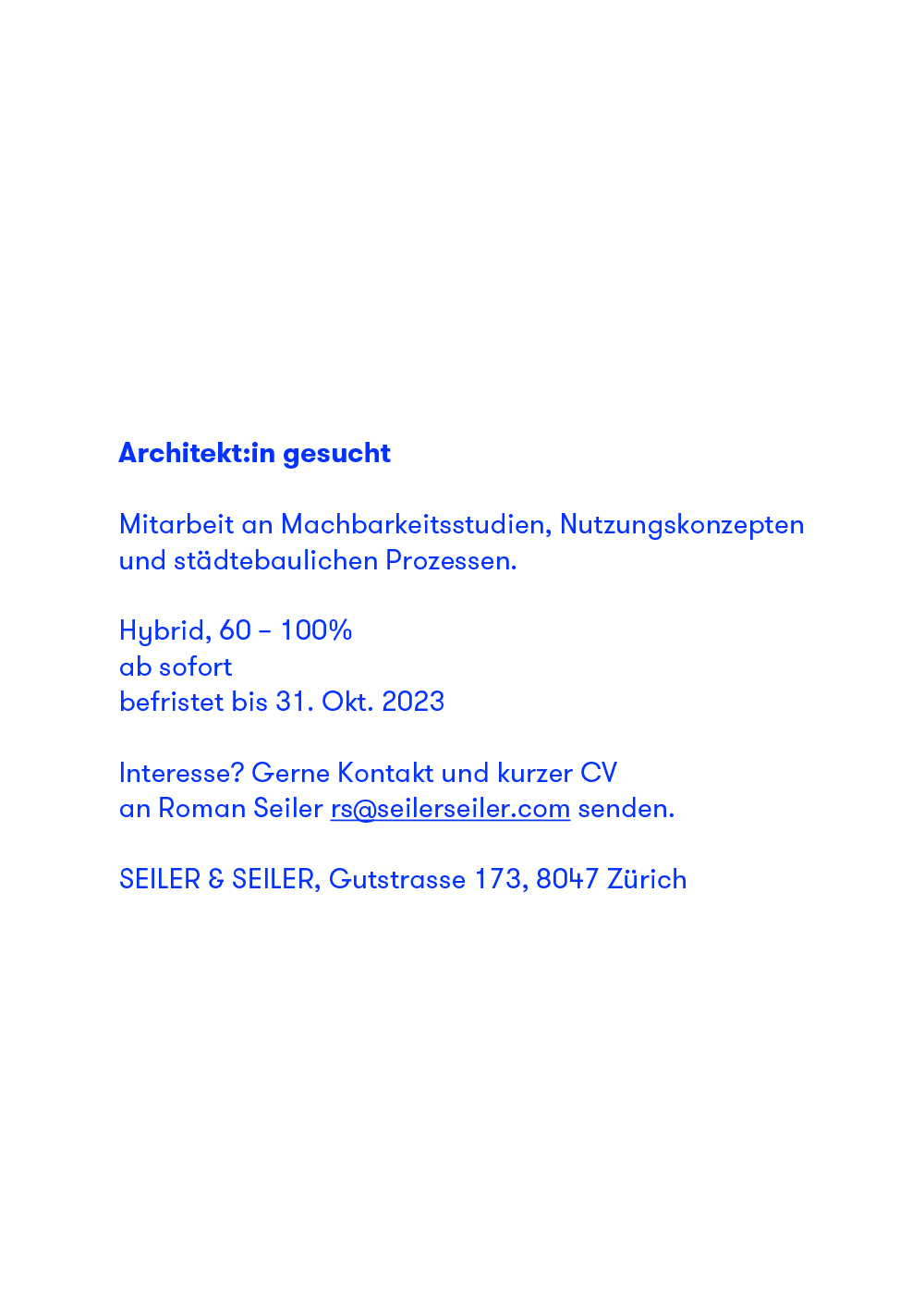 Praktium/Job Inserat