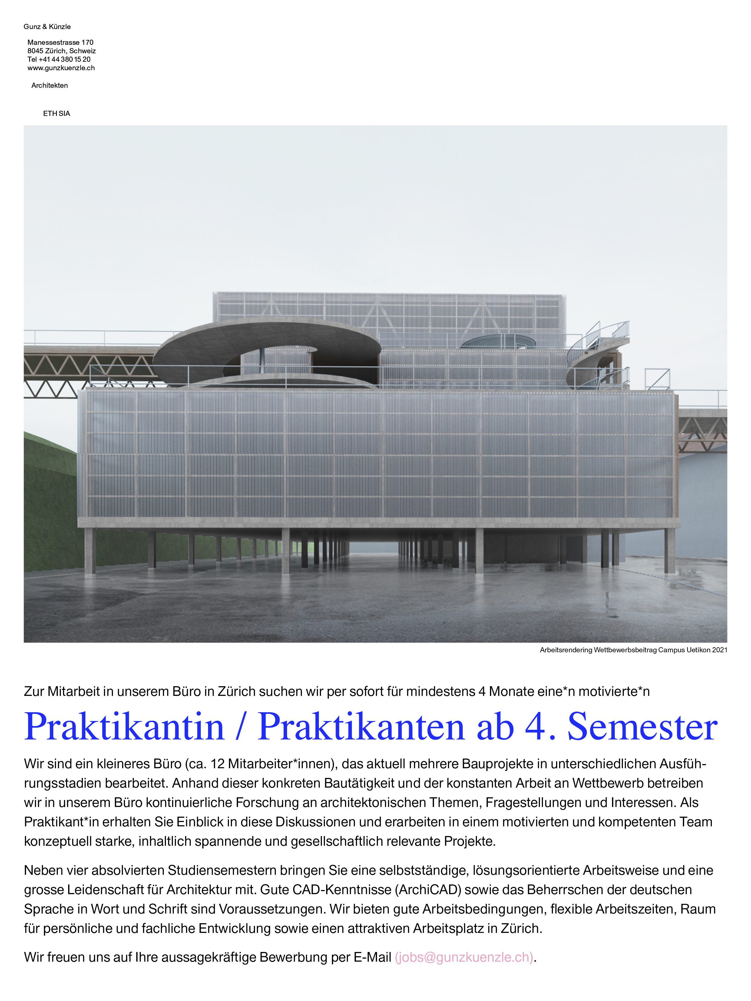 Praktium/Job Inserat