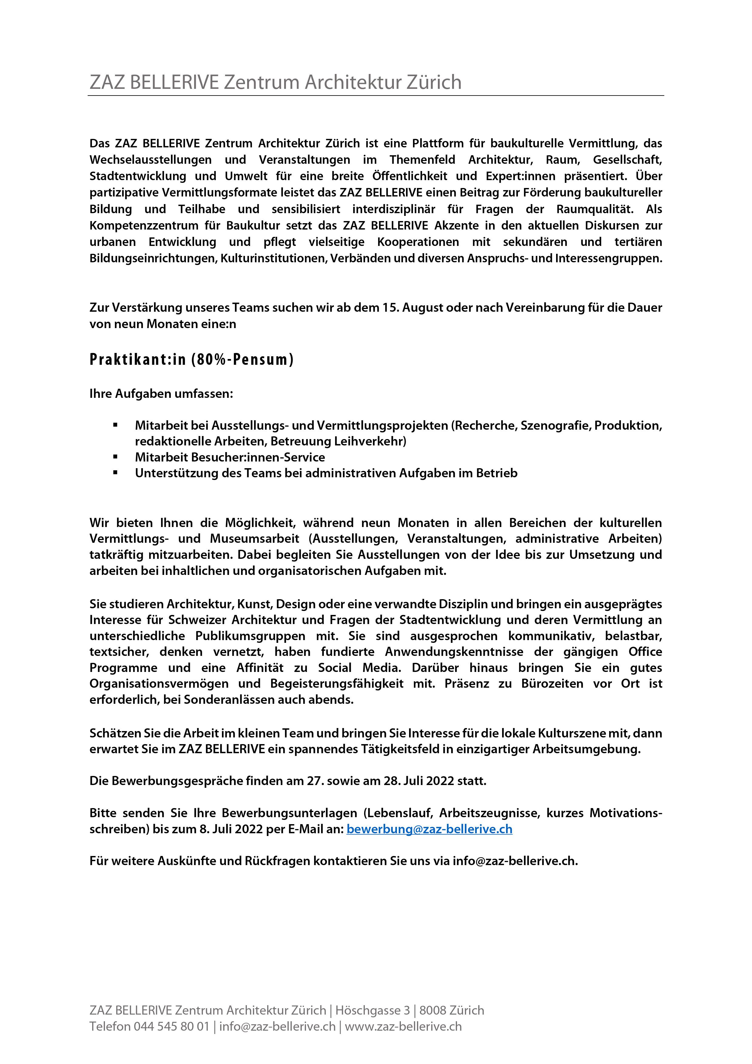 Praktium/Job Inserat