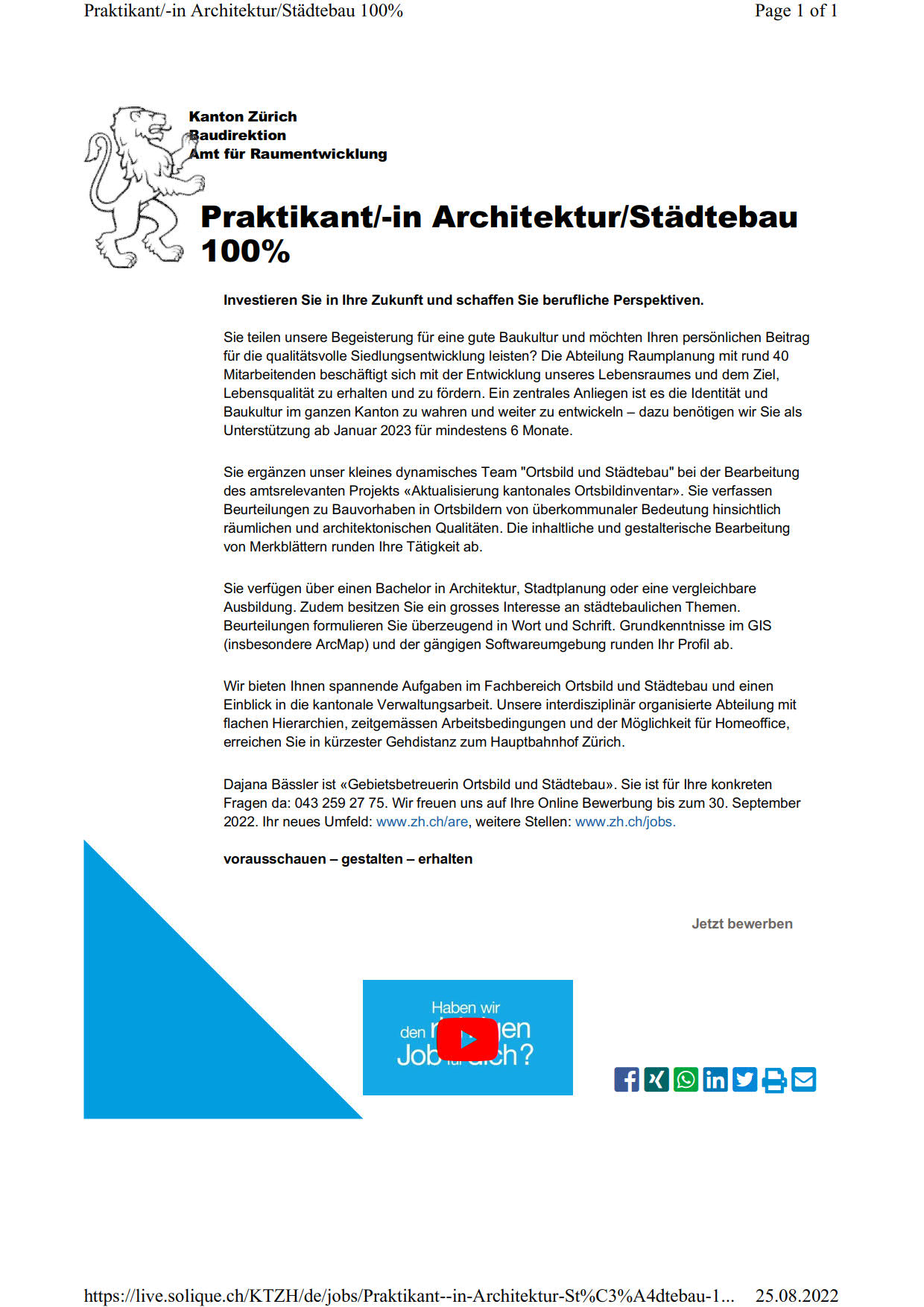 Praktium/Job Inserat