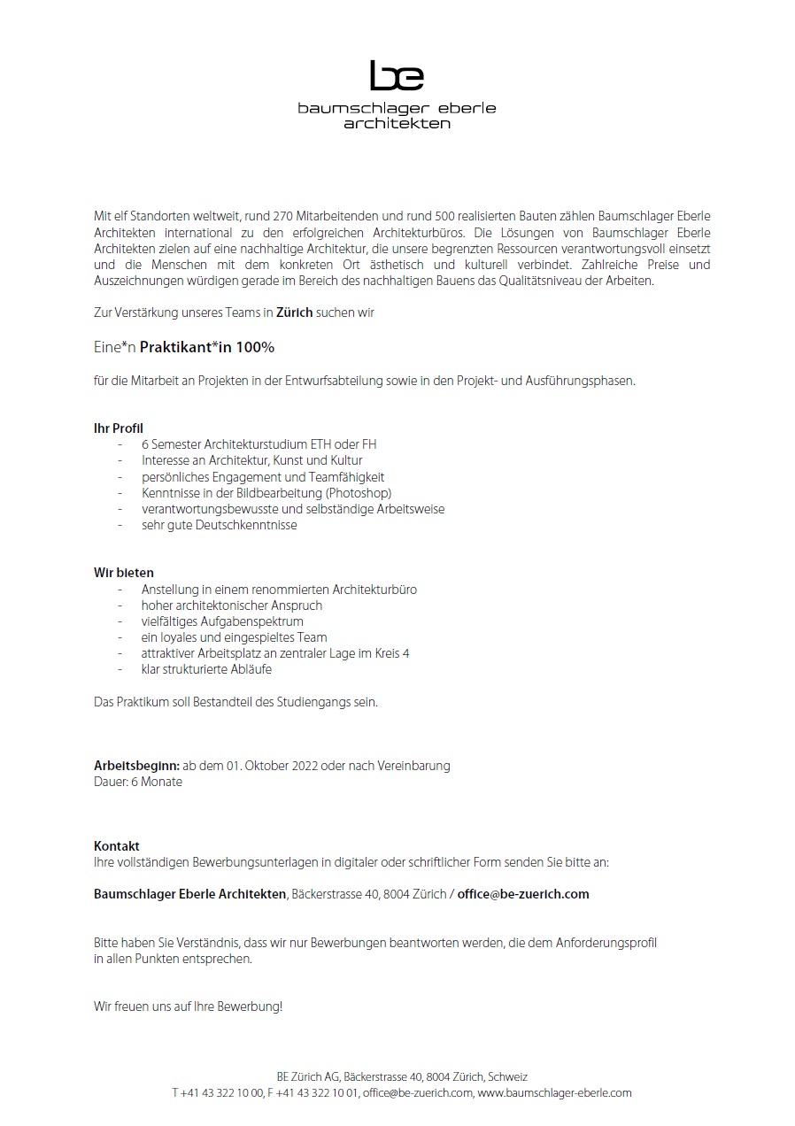 Praktium/Job Inserat