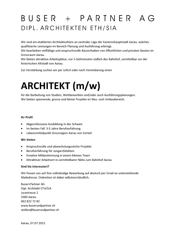 Praktium/Job Inserat