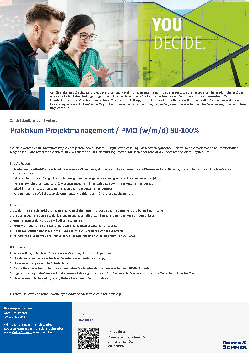 Praktium/Job Inserat