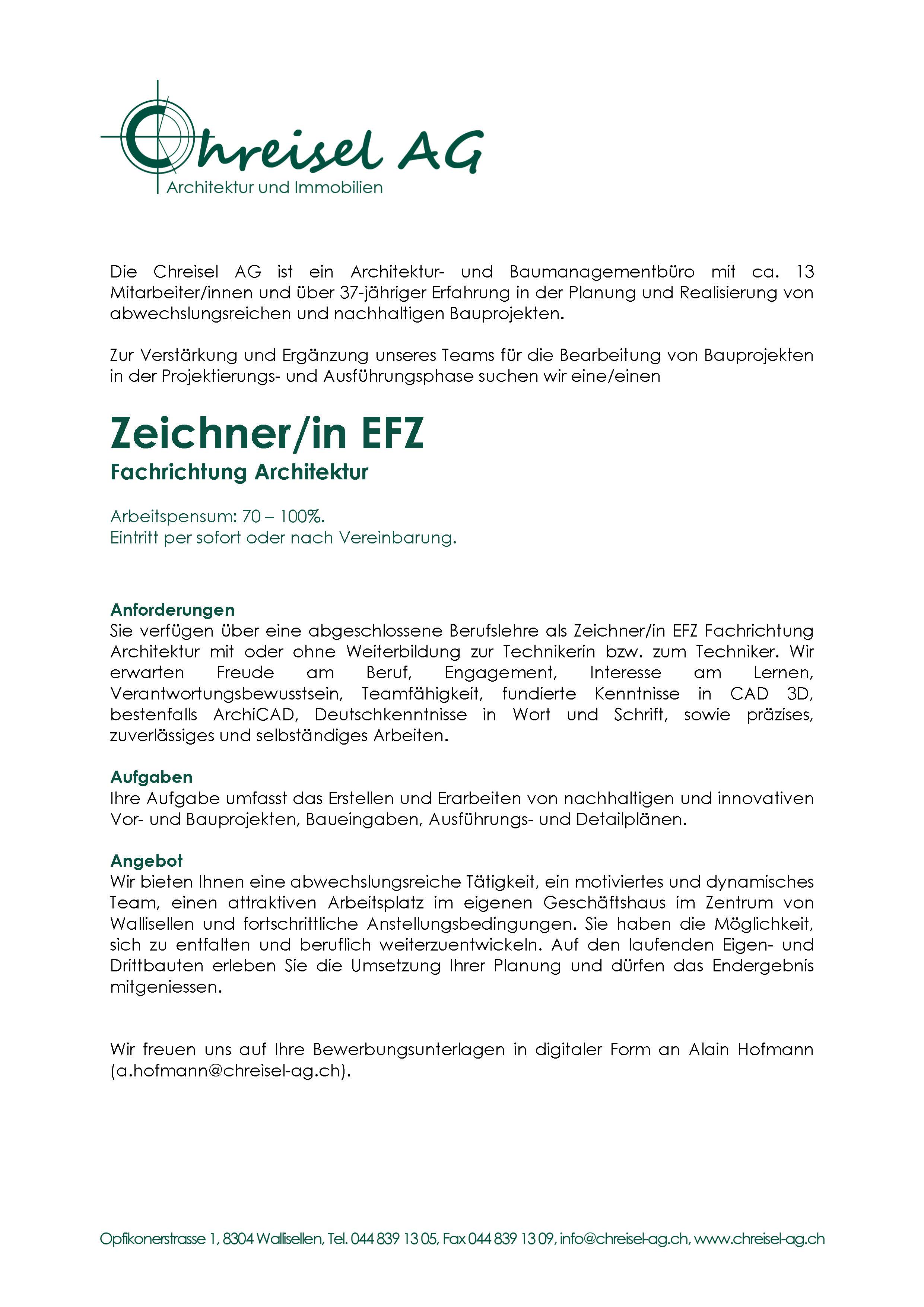 Praktium/Job Inserat