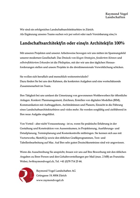 Praktium/Job Inserat