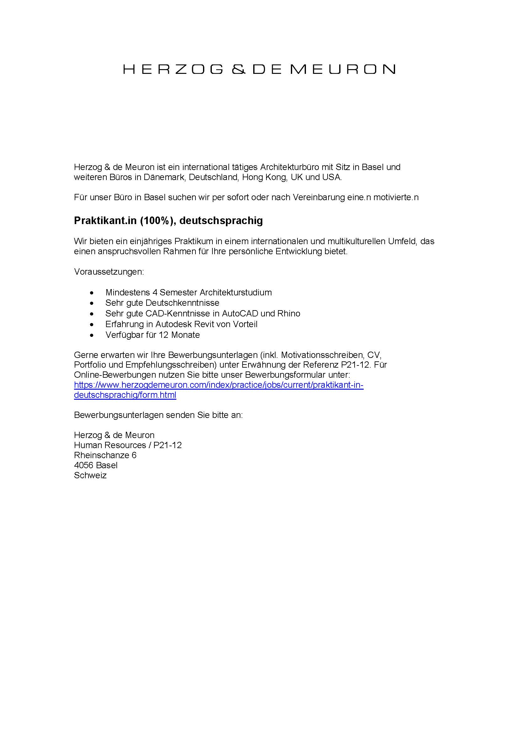 Praktium/Job Inserat