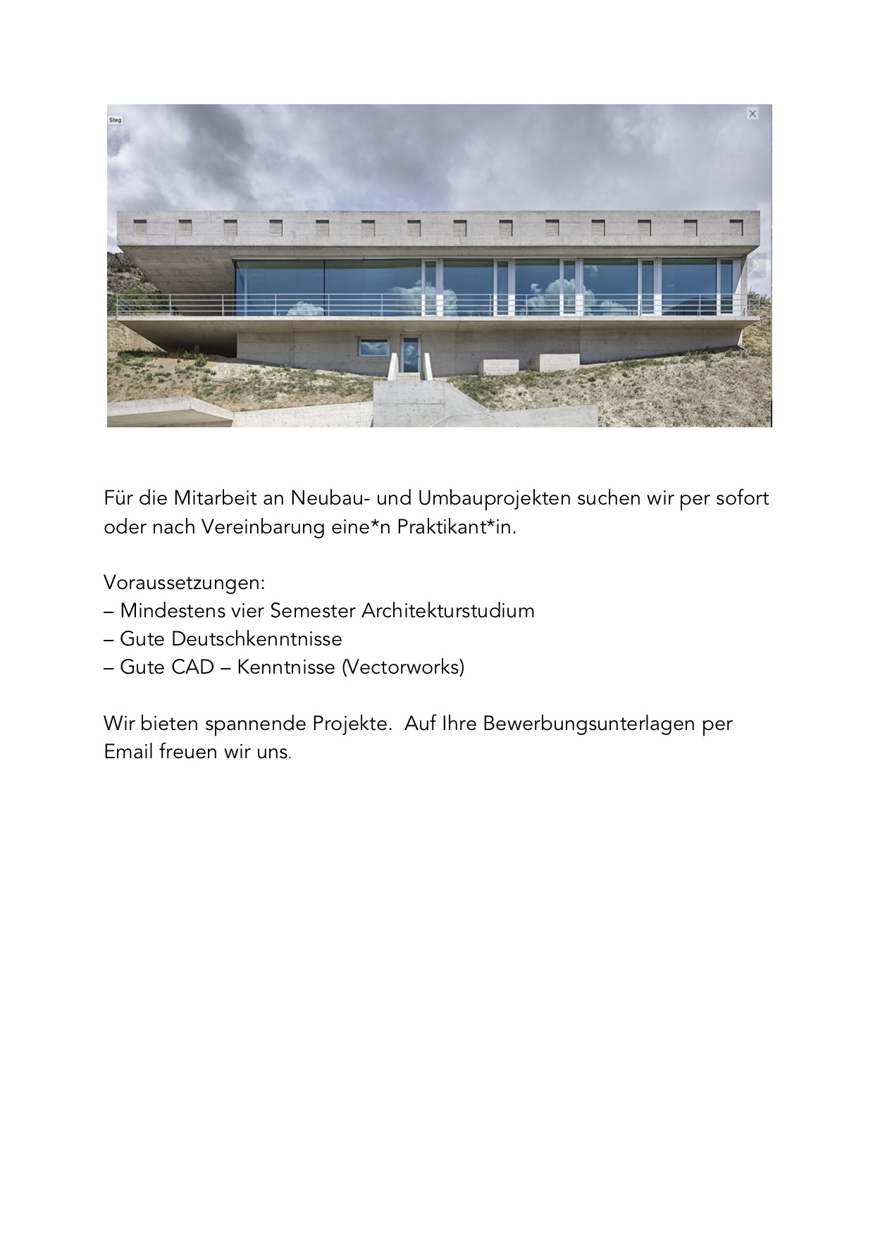 Praktium/Job Inserat