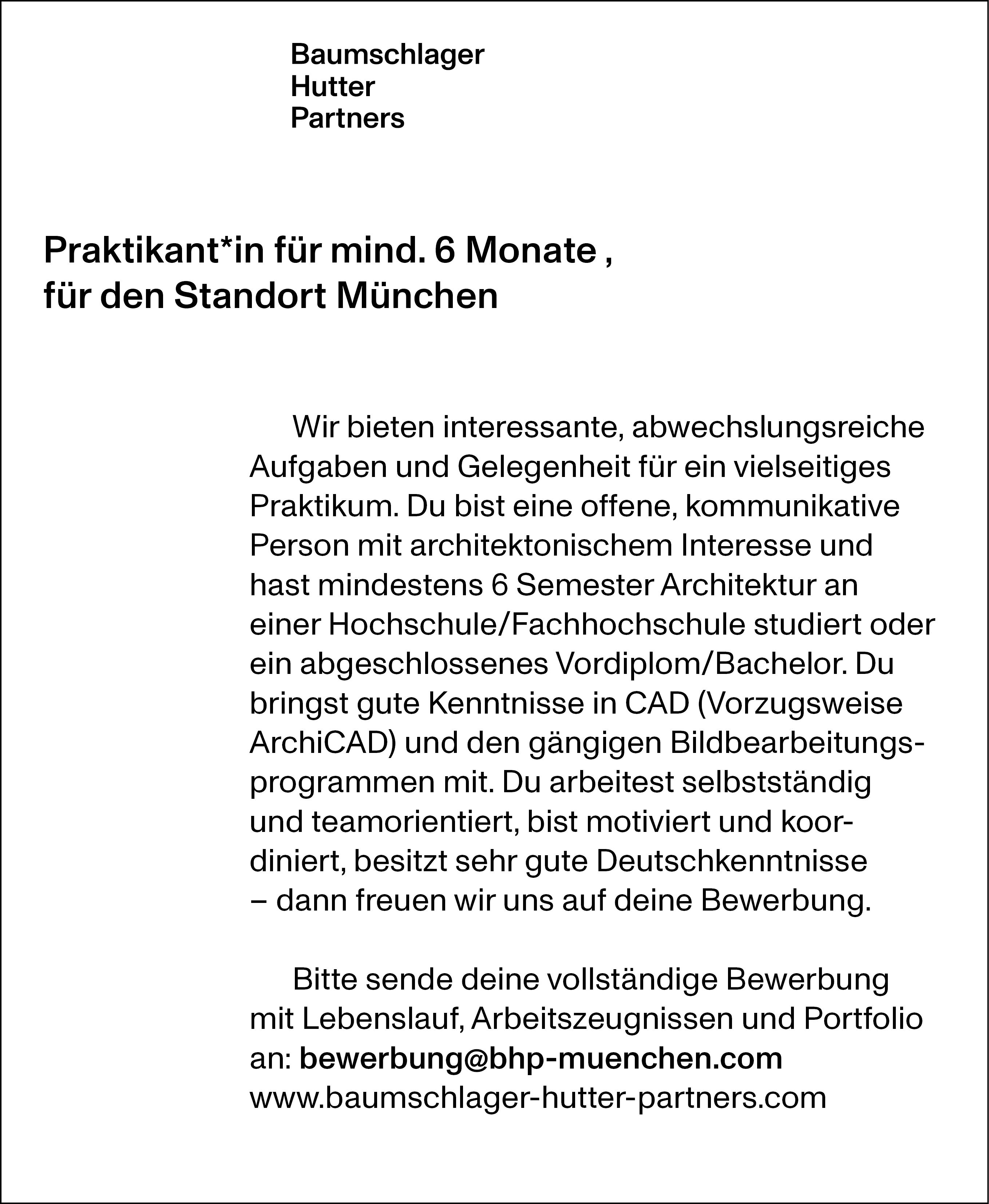Praktium/Job Inserat