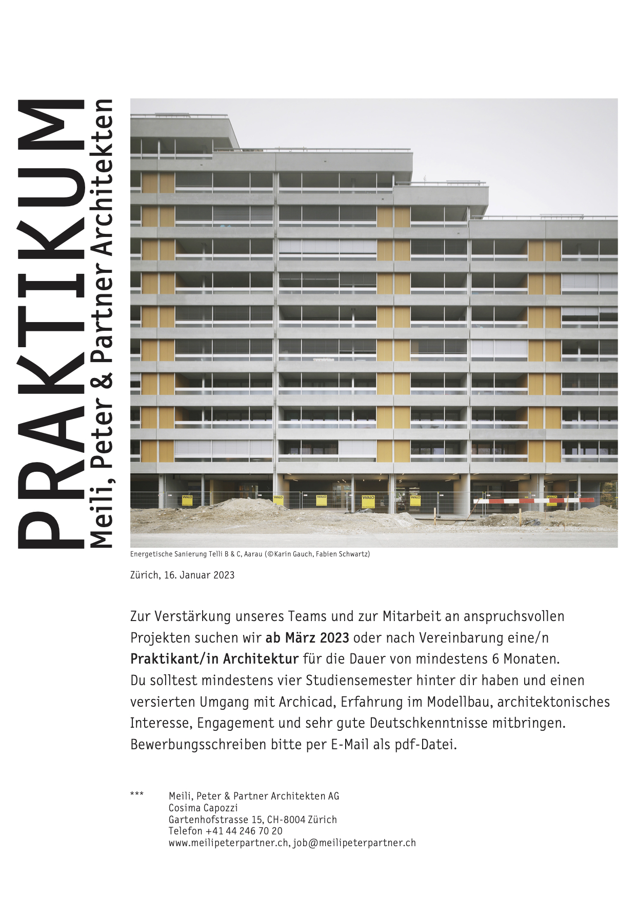 Praktium/Job Inserat