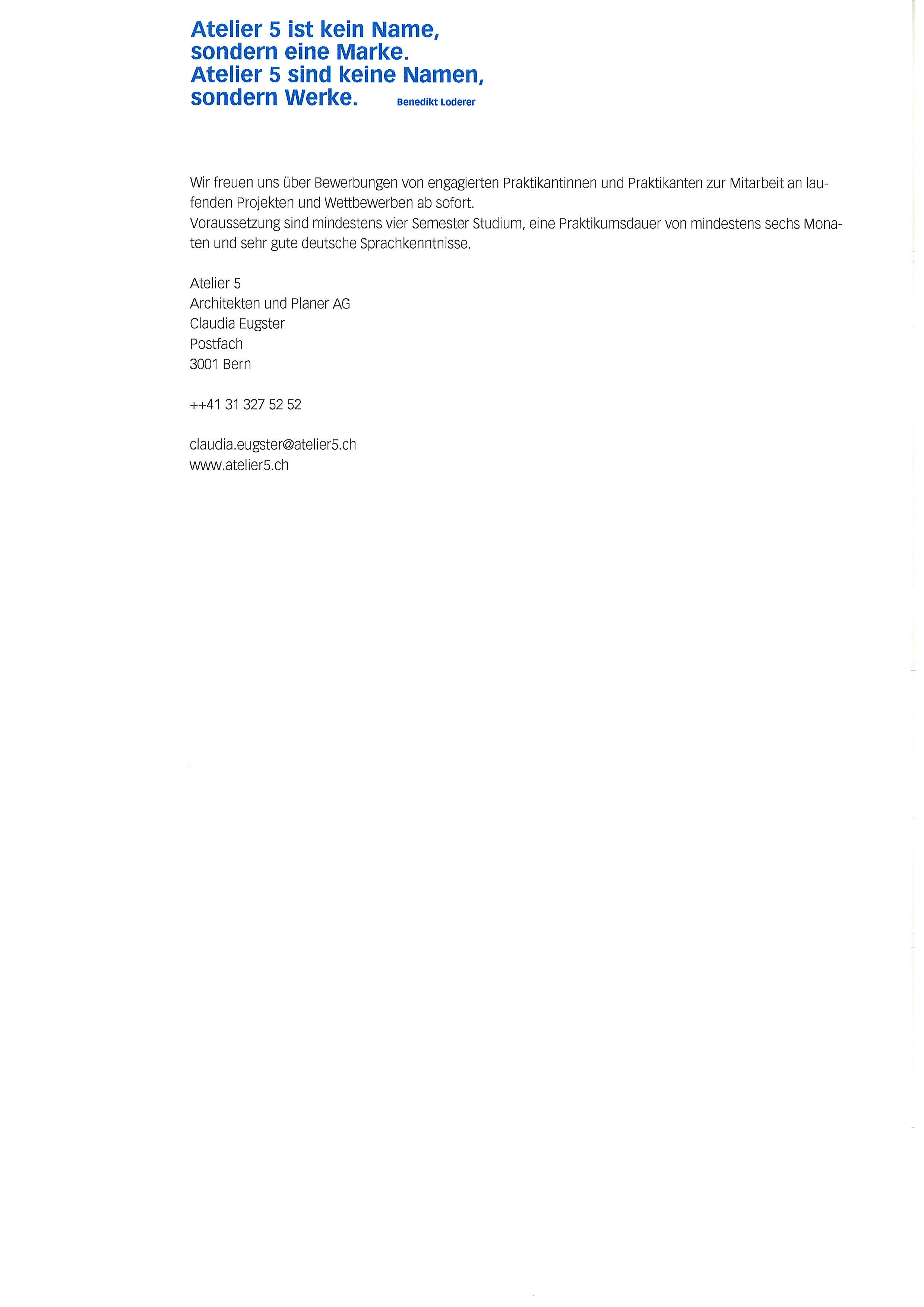 Praktium/Job Inserat