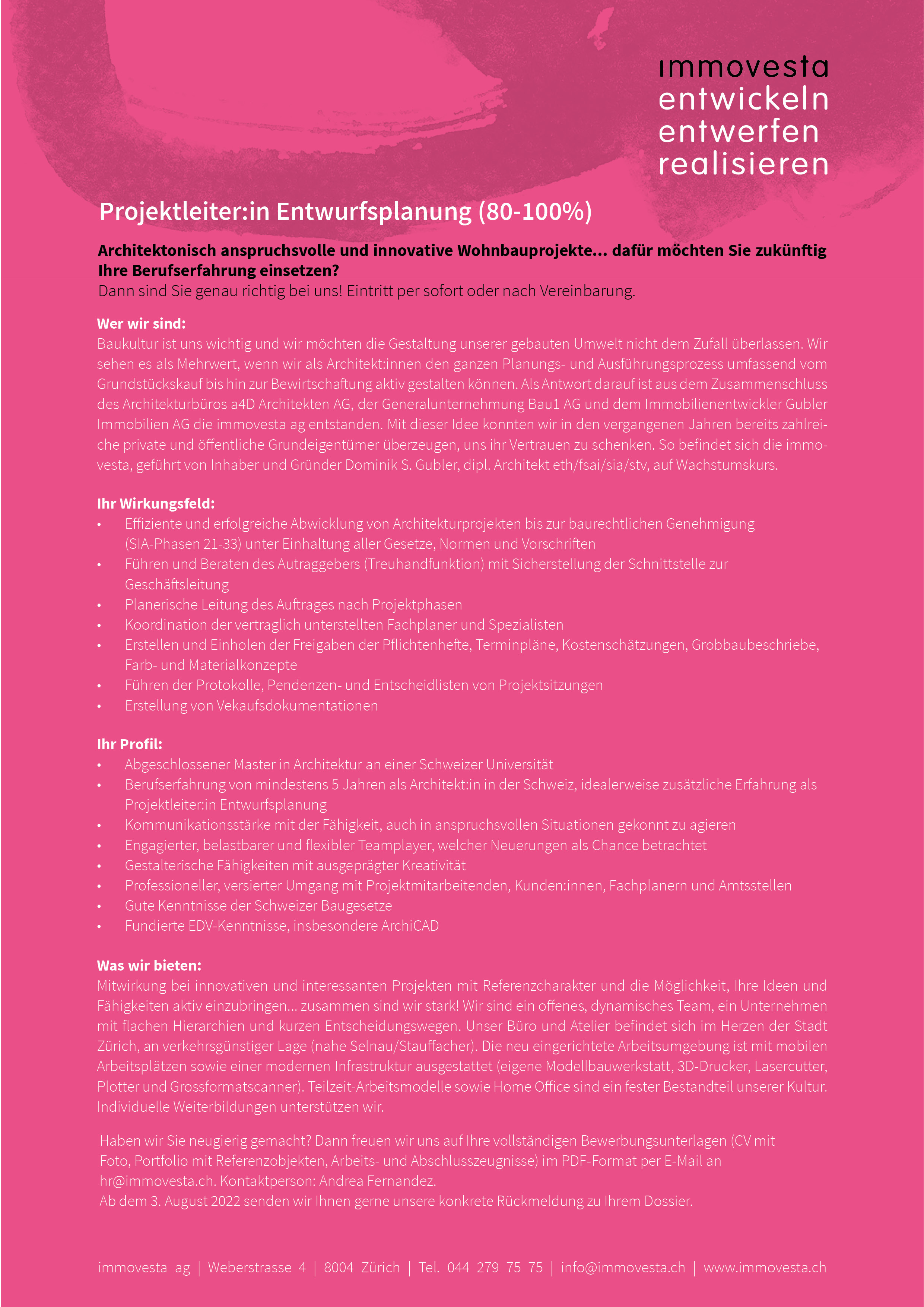 Praktium/Job Inserat