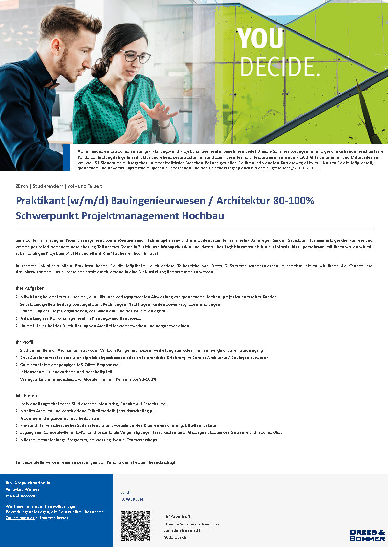 Praktium/Job Inserat