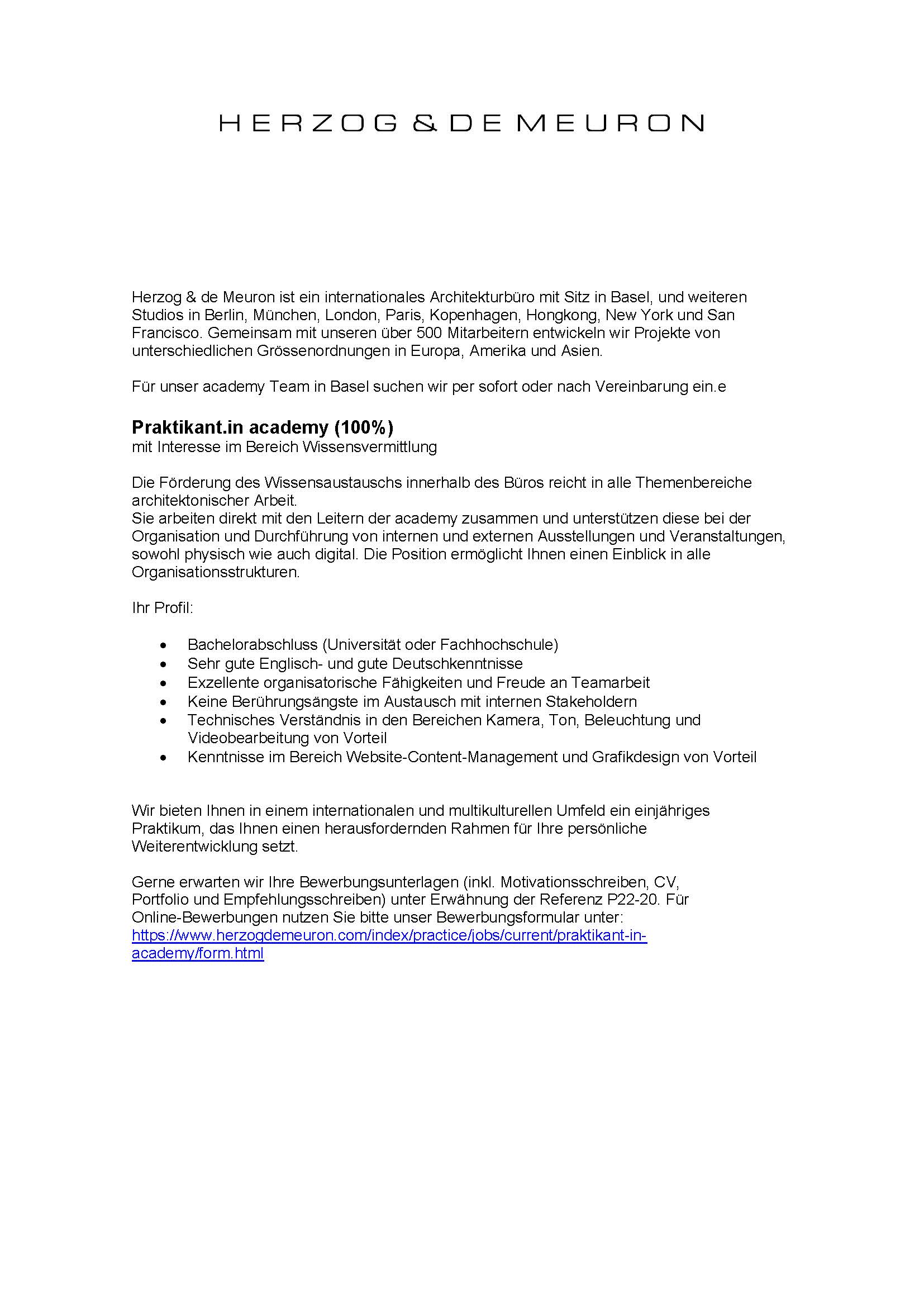 Praktium/Job Inserat