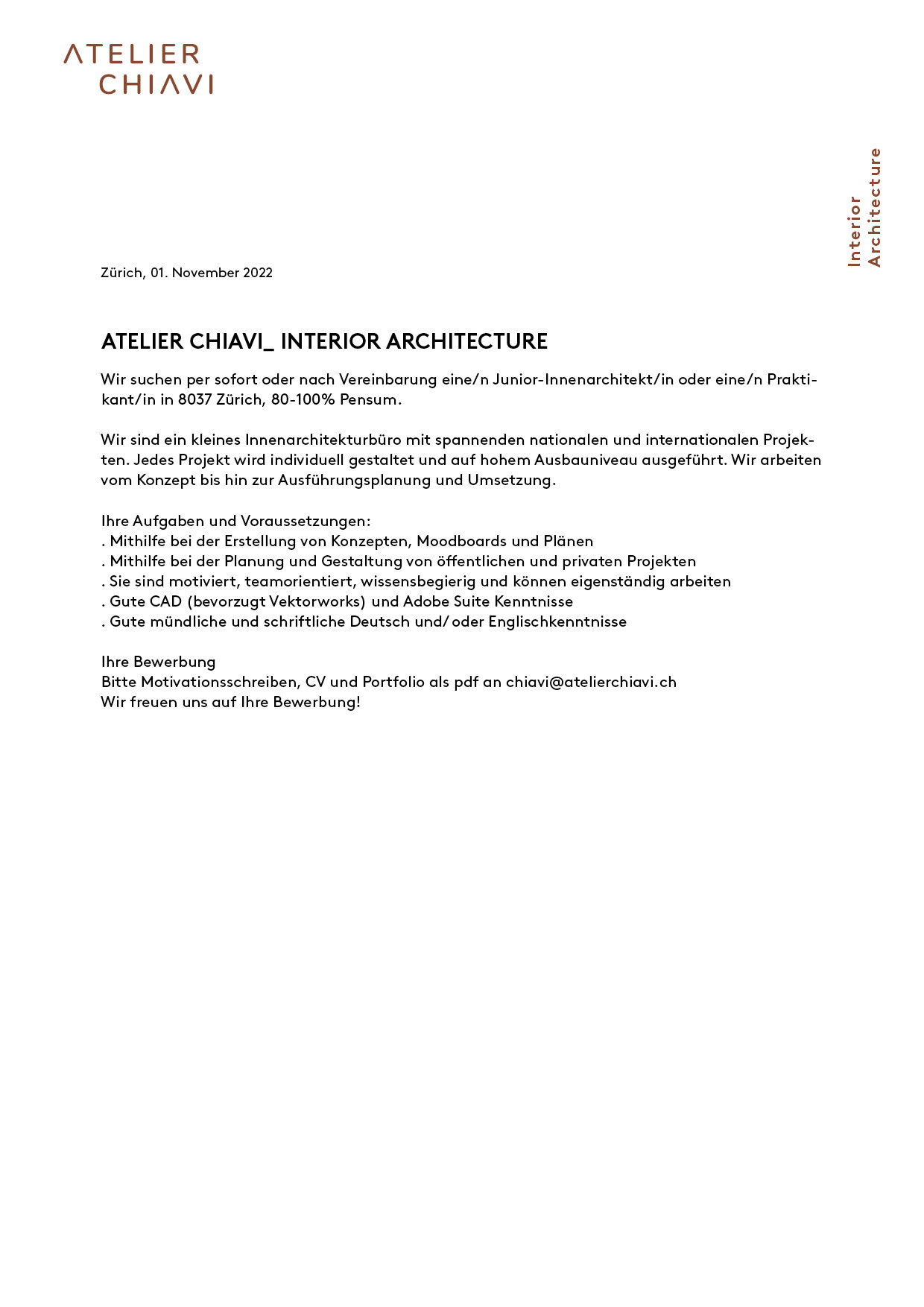 Praktium/Job Inserat