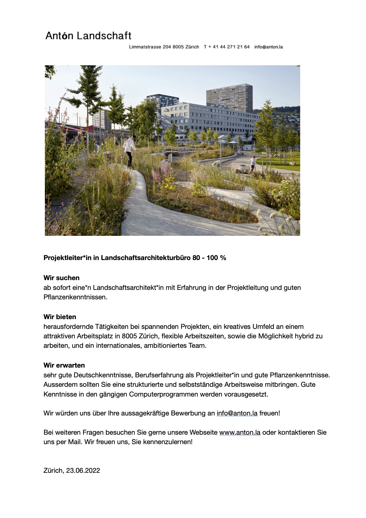 Praktium/Job Inserat