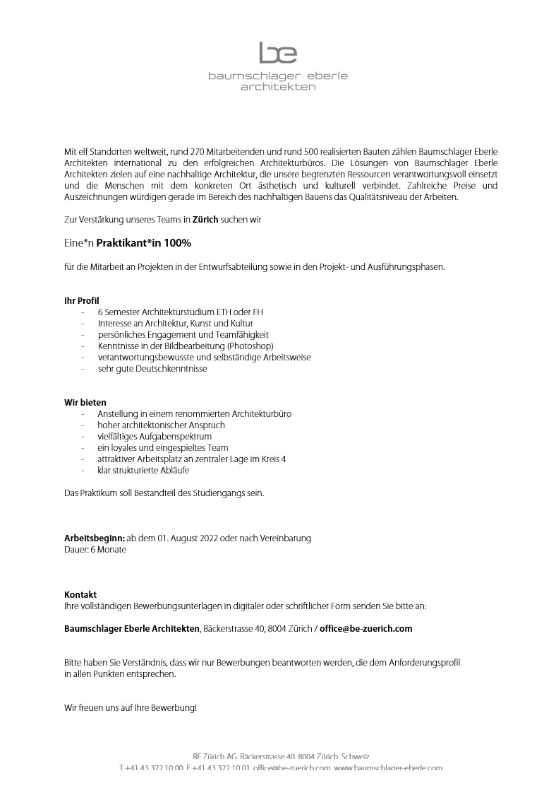 Praktium/Job Inserat