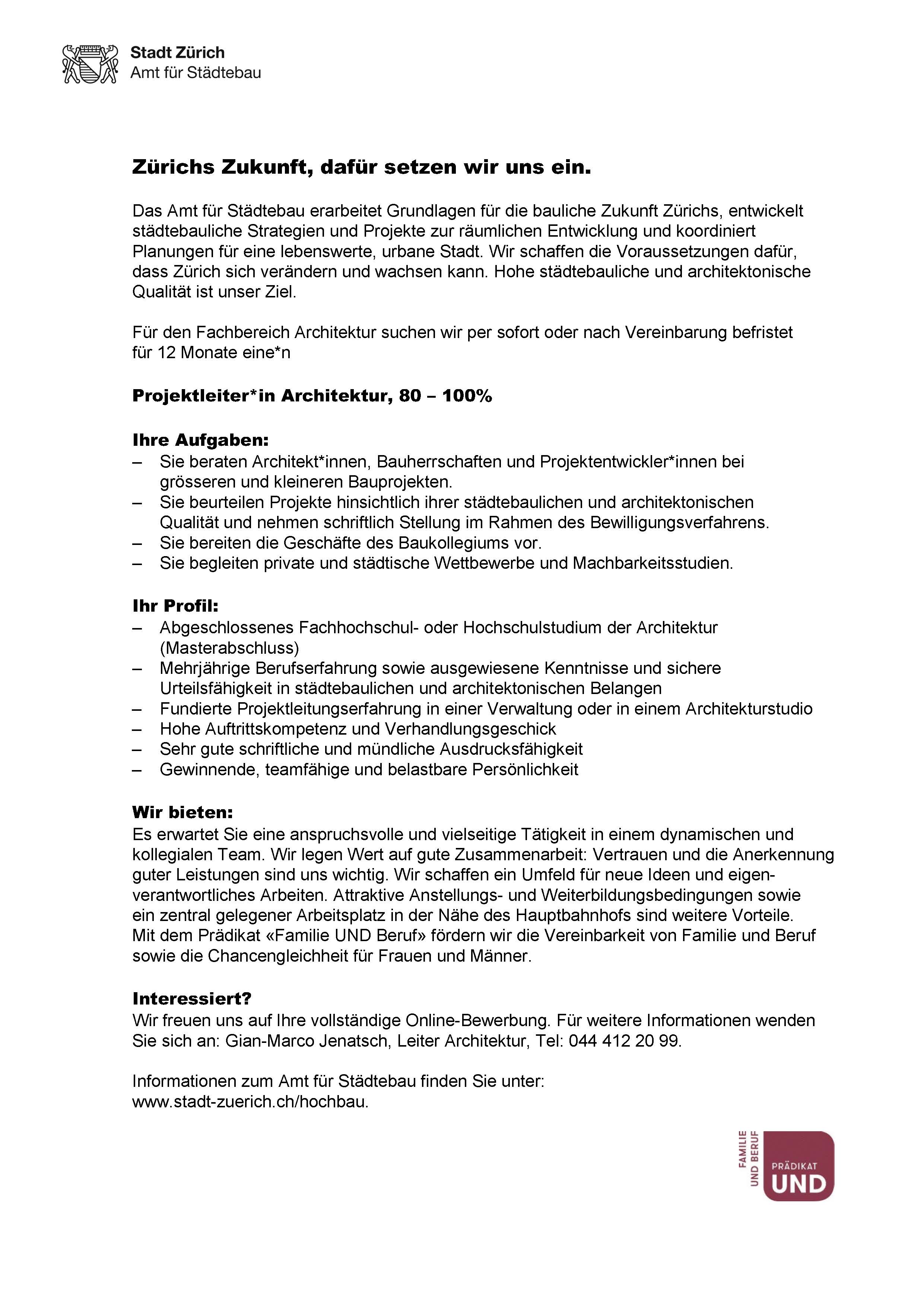 Praktium/Job Inserat