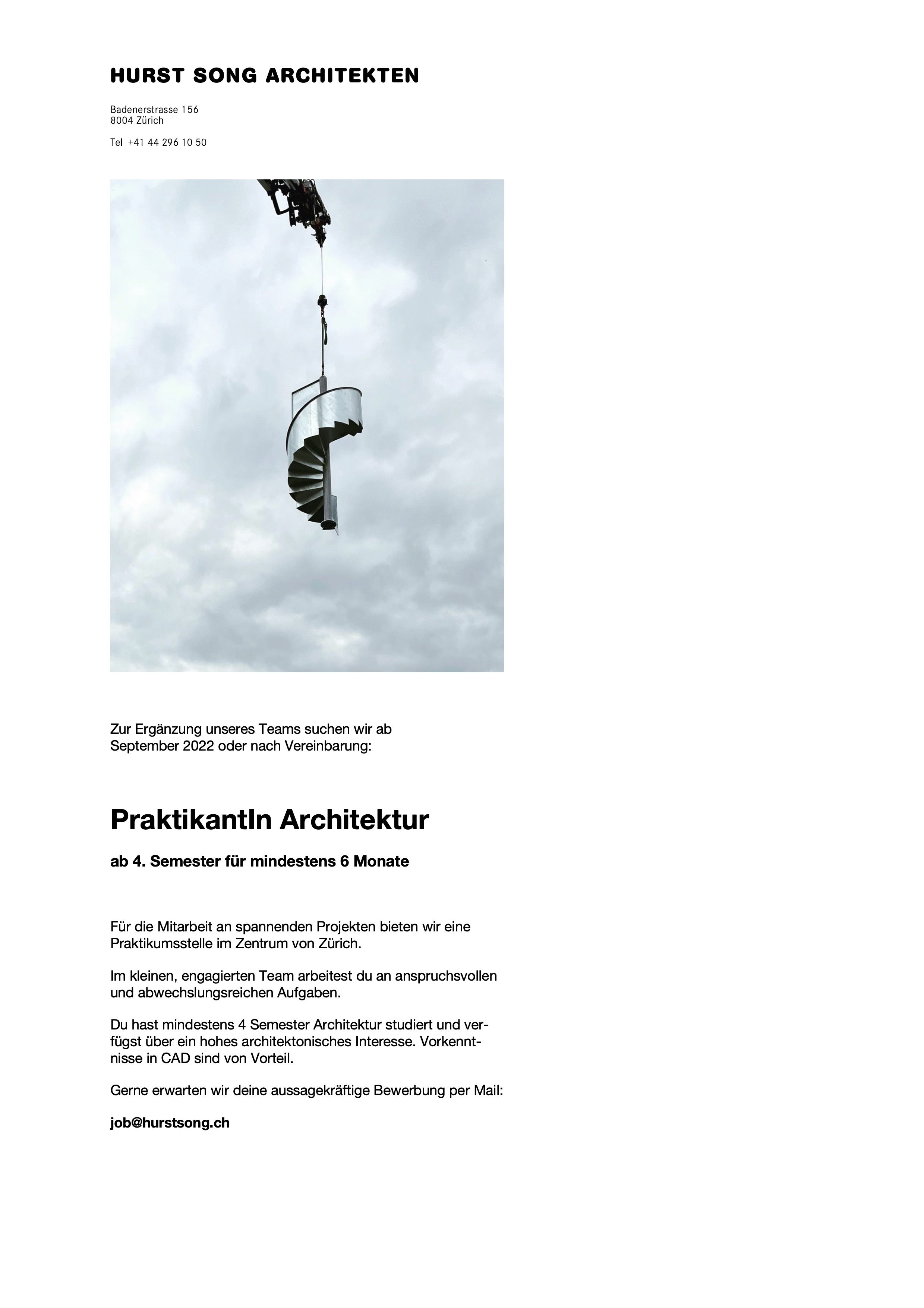 Praktium/Job Inserat