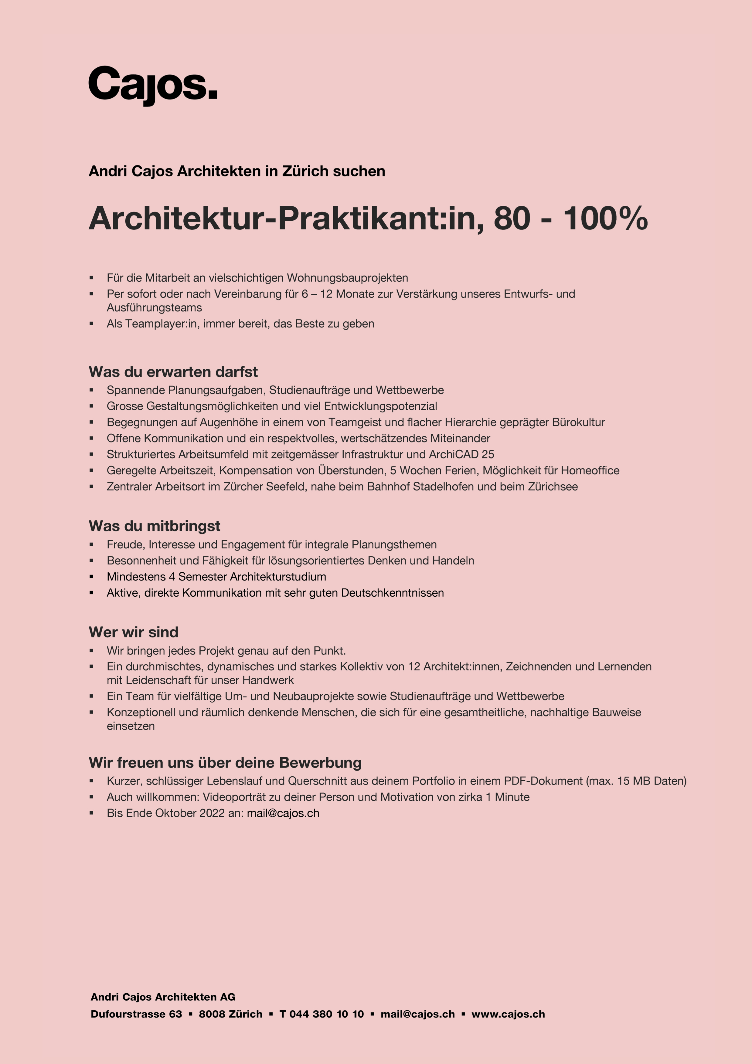 Praktium/Job Inserat