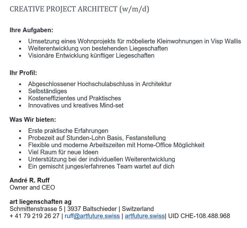 Praktium/Job Inserat