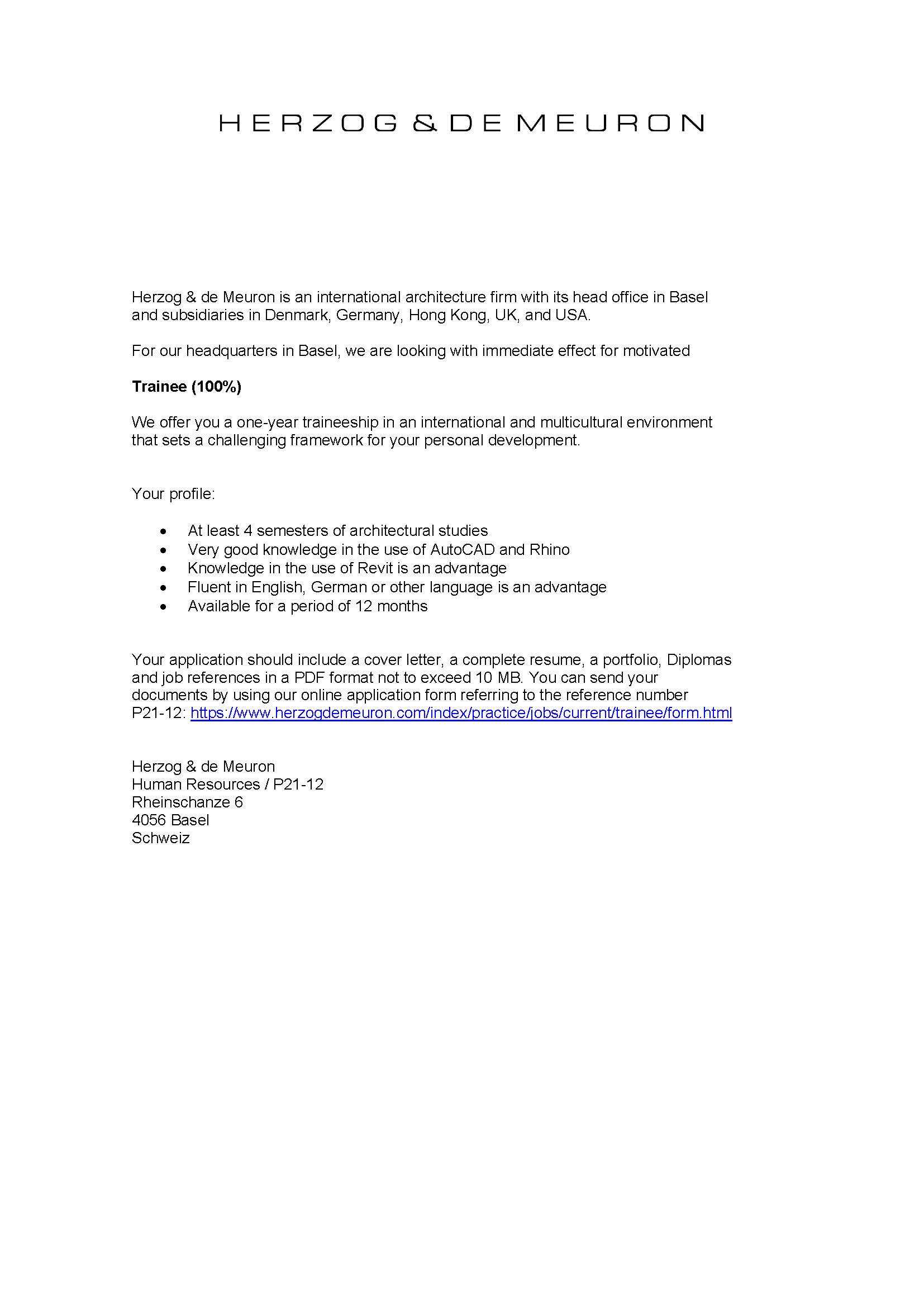 Praktium/Job Inserat
