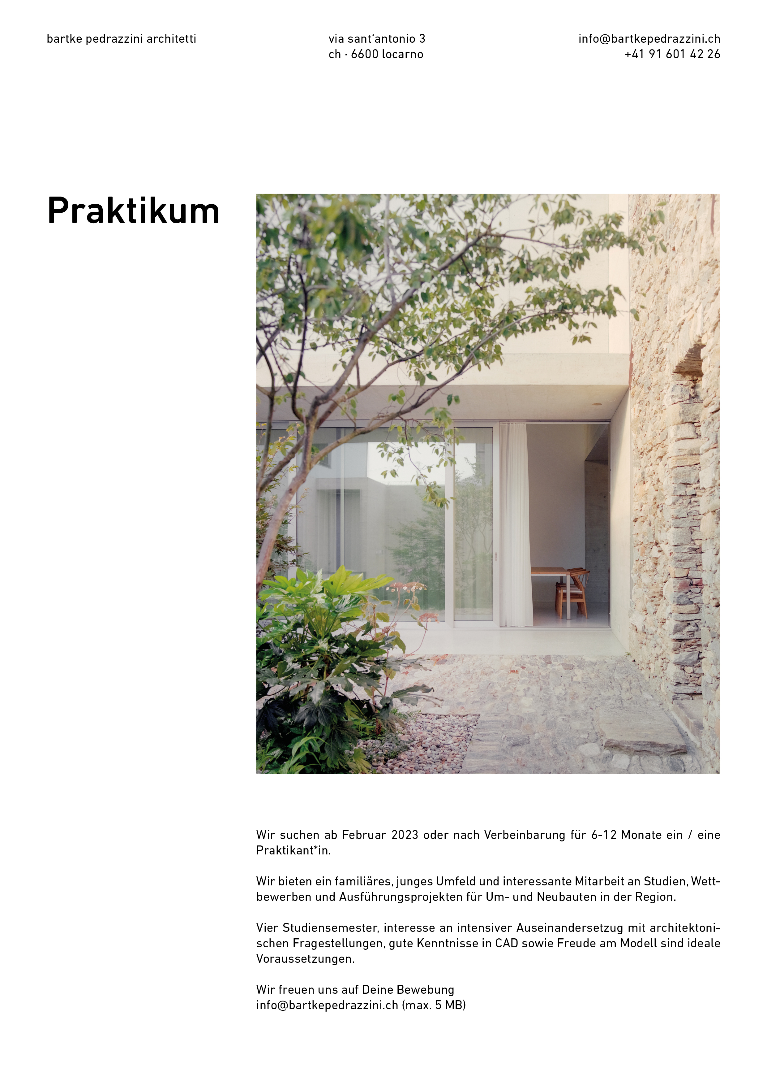 Praktium/Job Inserat